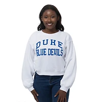 Sweat-shirt court en chenille ZooZatz White Duke Blue Devils pour femme