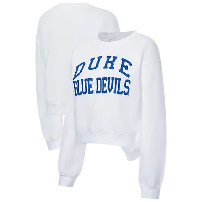 Sweat-shirt court en chenille ZooZatz White Duke Blue Devils pour femme
