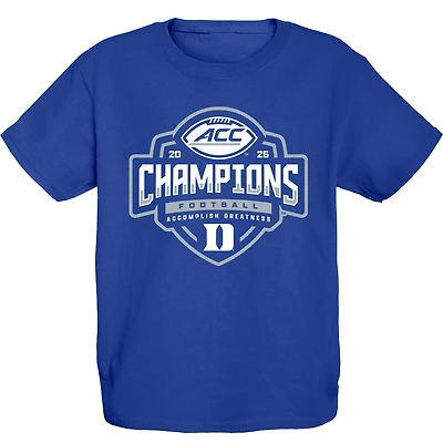 Youth Blue 84 Royal Duke Devils 2025 ACC Football Champions Locker Room T-Shirt