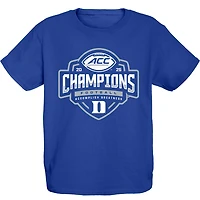 Youth Blue 84 Royal Duke Devils 2025 ACC Football Champions Locker Room T-Shirt
