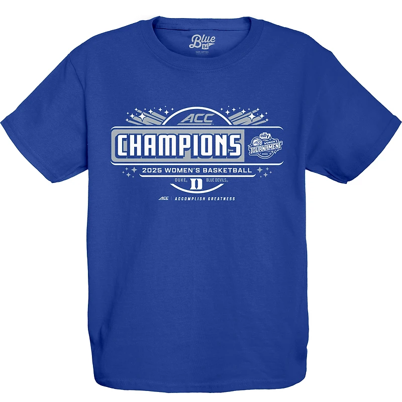 T-shirt bleu pour jeunes 84 Royal Duke Blue Devils 2025 ACC Women's Basketball Conference Champions Vestiaire