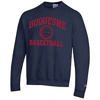 Men's Champion  Navy Duquesne Dukes Icon Logo Basketball Eco Powerblend Pullover Sweatshirt