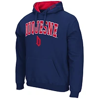 Men's Colosseum Navy Duquesne Dukes Arch & Logo 3.0 Pullover Hoodie
