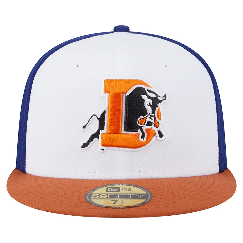 Casquette ajustée 59FIFTY pour homme New Era blanche/orange Durham Bulls Authentic Collection