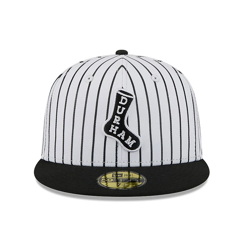 Casquette ajustée 59FIFTY pour homme New Era White Durham Bulls Theme Nights