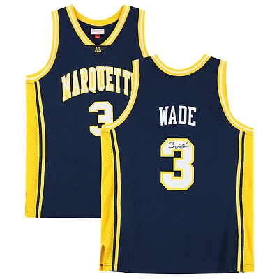Maillot Swingman Mitchell & Ness 2002 autographié par Dwyane Wade des Golden Eagles de Marquette (Marine)