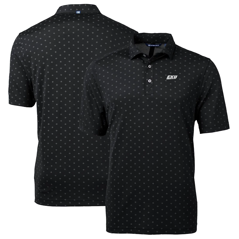 Men's Cutter & Buck Black Eastern Kentucky Colonels Big Tall Virtue Eco Pique Tile Print Recycled Polo