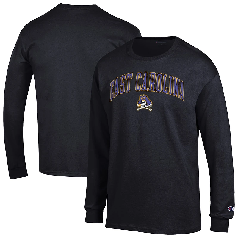 Men's Champion  Black ECU Pirates Arch Over Logo Long Sleeve T-Shirt