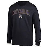 Men's Champion  Black ECU Pirates Arch Over Logo Long Sleeve T-Shirt