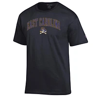 T-shirt noir Champion pour homme avec logo ECU Pirates Arch Over