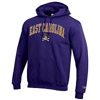 Men's Champion  Purple ECU Pirates Arch Over Logo Pullover Hoodie