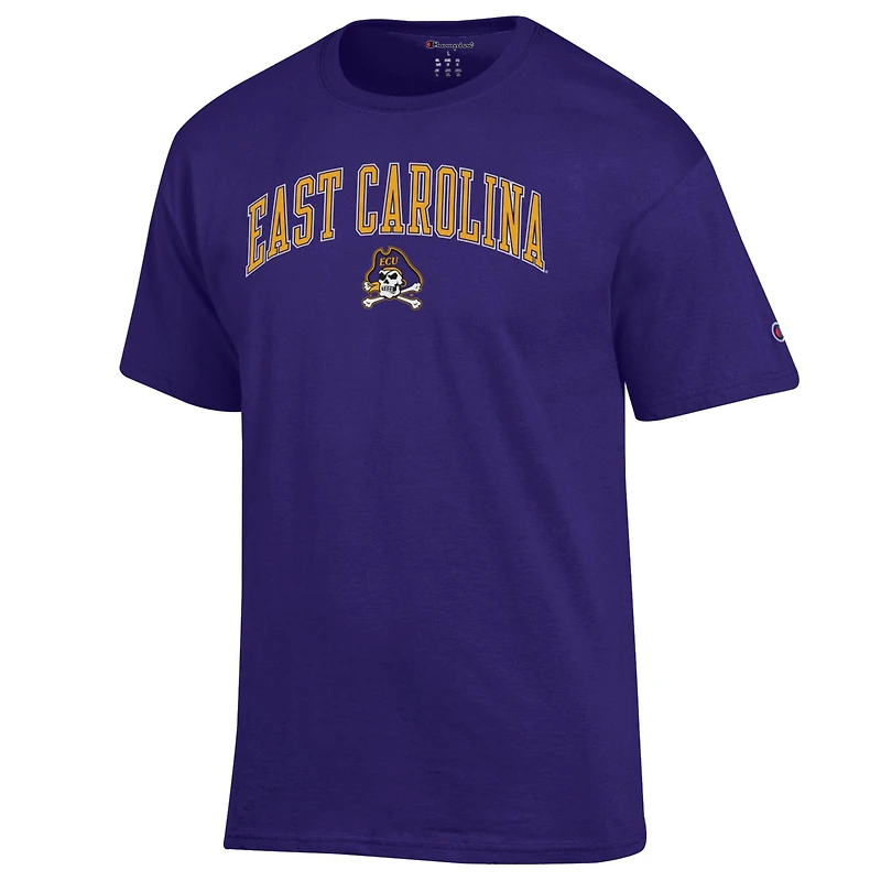 T-shirt violet Champion pour homme avec logo Arch Over des Pirates de l'ECU