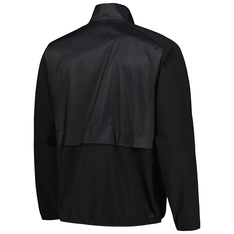Veste adidas noire ECU Pirates Sideline AEROREADY Raglan Quarter-Zip pour hommes