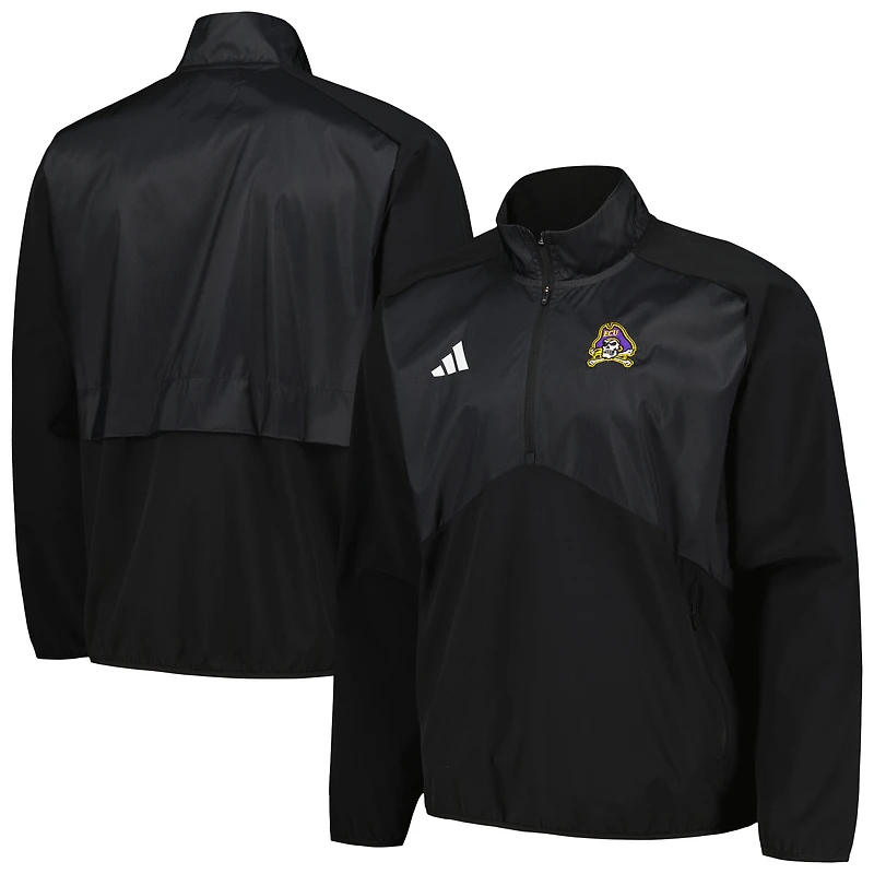 Veste adidas noire ECU Pirates Sideline AEROREADY Raglan Quarter-Zip pour hommes