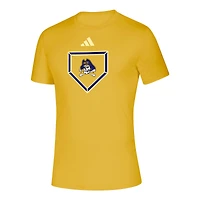 T-shirt adidas Gold ECU Pirates pour homme, couleur violet poudre, motif Home Plate