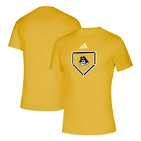 Men's adidas  Gold ECU Pirates Powder Purple Home Plate T-Shirt