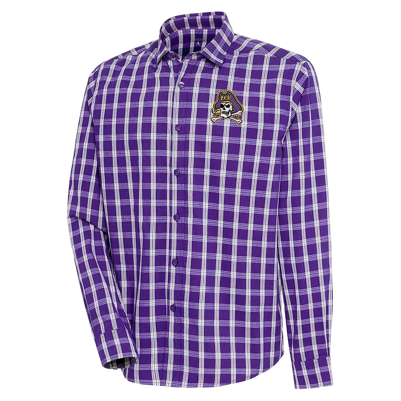 Men's Antigua Purple ECU Pirates Carry Long Sleeve Button-Up Shirt