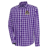 Men's Antigua Purple ECU Pirates Carry Long Sleeve Button-Up Shirt