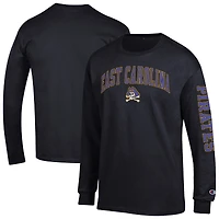 T-shirt à manches longues Champion Black ECU Pirates pour homme, logo Arch Over, 2 coups
