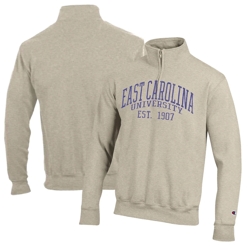 Men's Champion Cream ECU Pirates Established Date Quarter-Zip Pullover