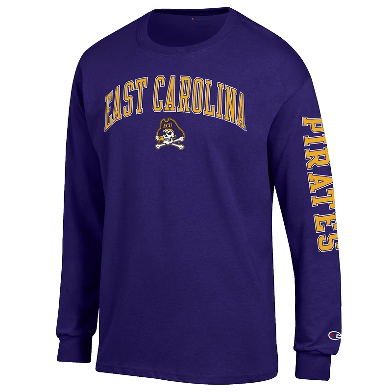 T-shirt à manches longues Champion Purple ECU Pirates Arch Over Logo 2-Hit pour homme