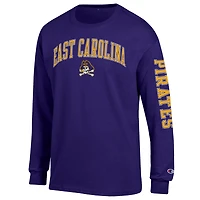 T-shirt à manches longues Champion Purple ECU Pirates Arch Over Logo 2-Hit pour homme