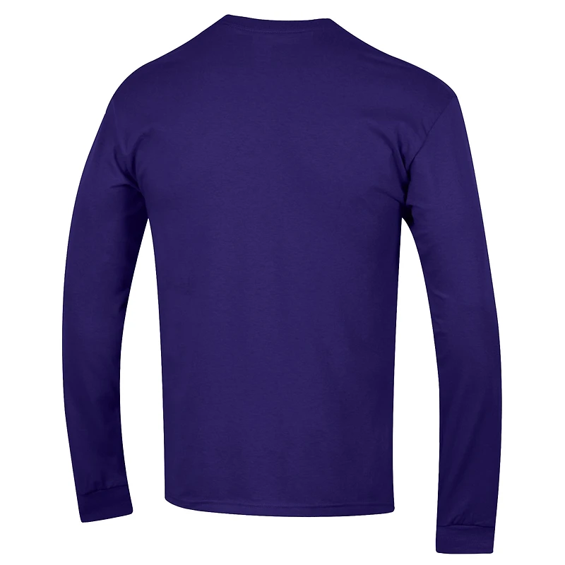 T-shirt à manches longues Champion Purple ECU Pirates Arch Over Logo 2-Hit pour homme