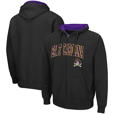 Sweat à capuche entièrement zippé Colosseum Black ECU Pirates Arch & Logo 3.0 pour homme