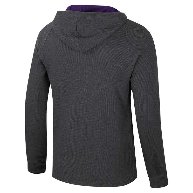T-shirt à capuche manches longues Henley ECU Pirates Dujour Ralgan pour homme Colosseum Charcoal