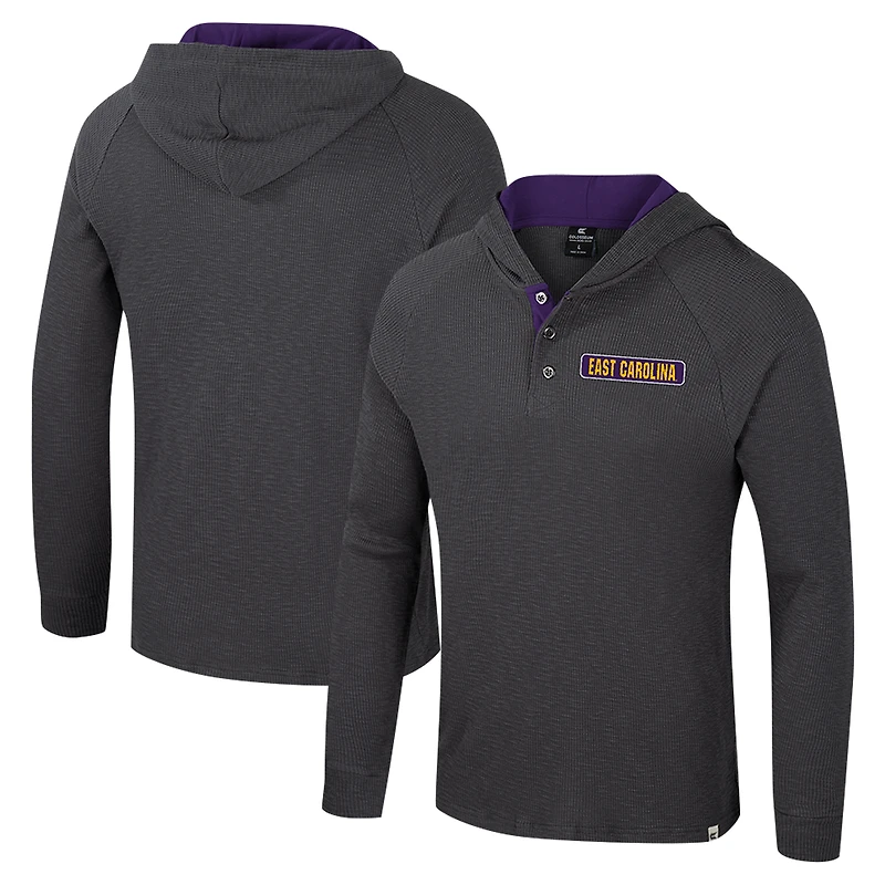 T-shirt à capuche manches longues Henley ECU Pirates Dujour Ralgan pour homme Colosseum Charcoal