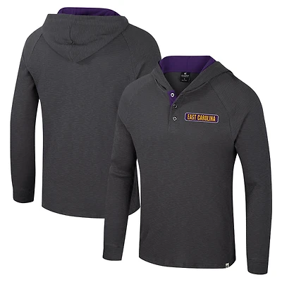 T-shirt à capuche manches longues Henley ECU Pirates Dujour Ralgan pour homme Colosseum Charcoal
