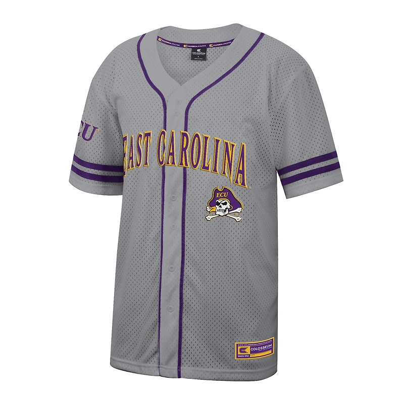 Men's Colosseum Gray ECU Pirates Free Spirited Baseball Jersey
