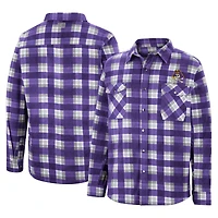 Colosseum Purple/White ECU Pirates Ellis Plaid Full-Snap Shirt Jacket