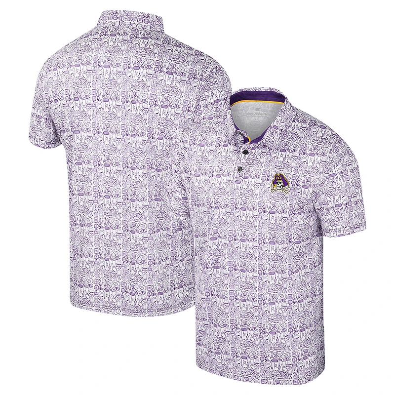 Men's Colosseum Purple ECU Pirates It's Time! Allover Print Polo