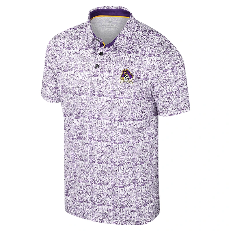 Men's Colosseum Purple ECU Pirates It's Time! Allover Print Polo