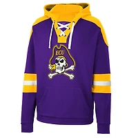 Men's Colosseum Purple ECU Pirates Lace-Up 4.0 Pullover Hoodie