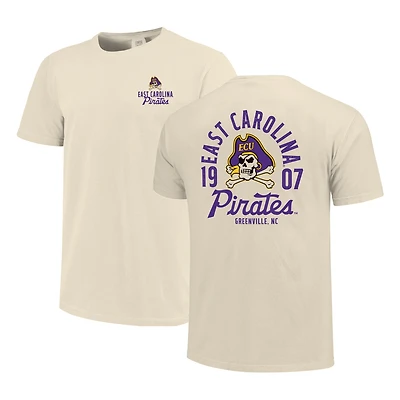 Men's Cream ECU Pirates Comfort Colors Mascot Overlay T-Shirt