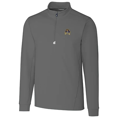 Men's Cutter & Buck Gray ECU Pirates Collegiate Big Tall Traverse Half-Zip Jacket