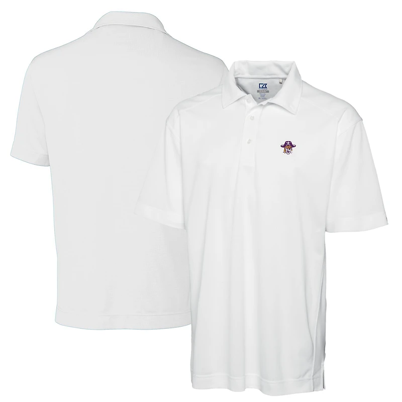 Men's Cutter & Buck White ECU Pirates Big Tall DryTec Genre Textured Solid Polo