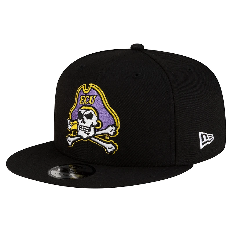 Casquette snapback New Era noire pour homme, équipe ECU Pirates 9FIFTY