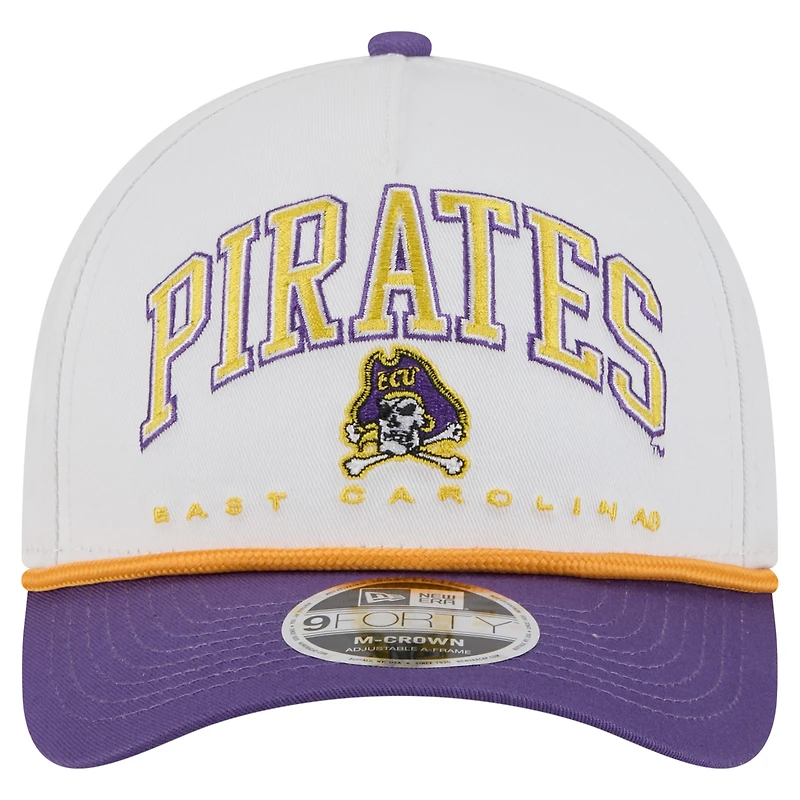 Men's New Era White/Purple ECU Pirates Arch Two-Tone Rope 9FORTY A-Frame M-Crown Adjustable Hat