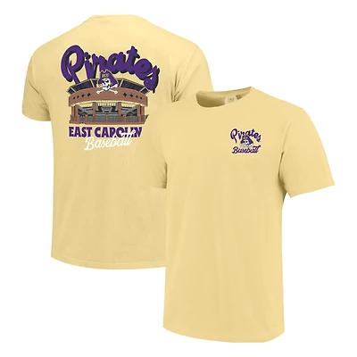 T-shirt homme jaune ECU Pirates, couleur violet poudre, style stade confortable