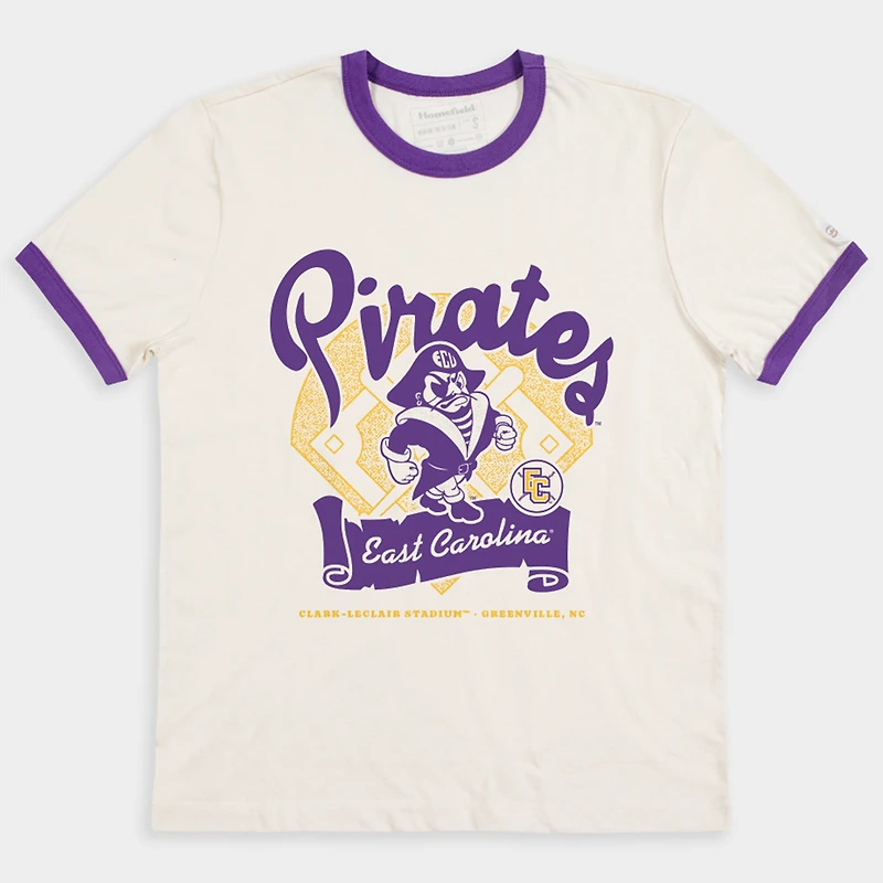 T-shirt unisexe Homefield Cream ECU Pirates Powder Purple Game Ringer