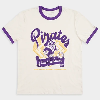 T-shirt unisexe Homefield Cream ECU Pirates Powder Purple Game Ringer