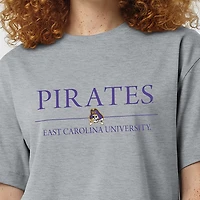 Women's Champion  Gray ECU Pirates Waist Length Wordmark T-Shirt