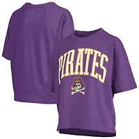 Women's Pressbox Purple ECU Pirates Oversized Nelson Arch Over Logo Slub T-Shirt