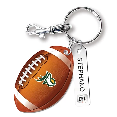 Edmonton Elks Personalized Leather Football Keychain