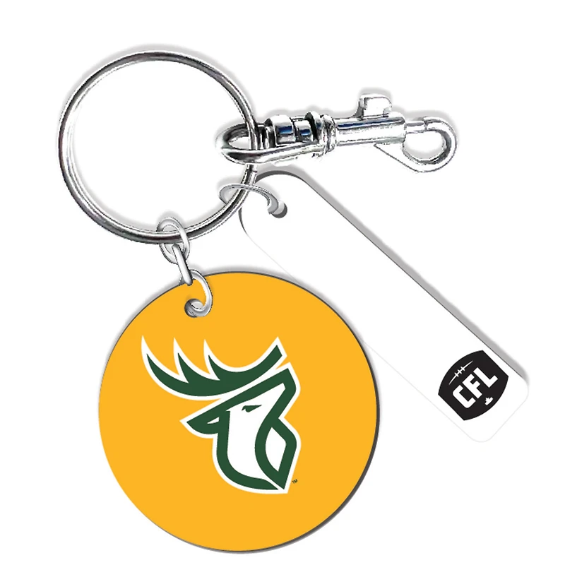 Edmonton Elks Personalized Leather Round Keychain