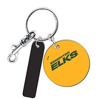 Edmonton Elks Personalized Leather Round Keychain