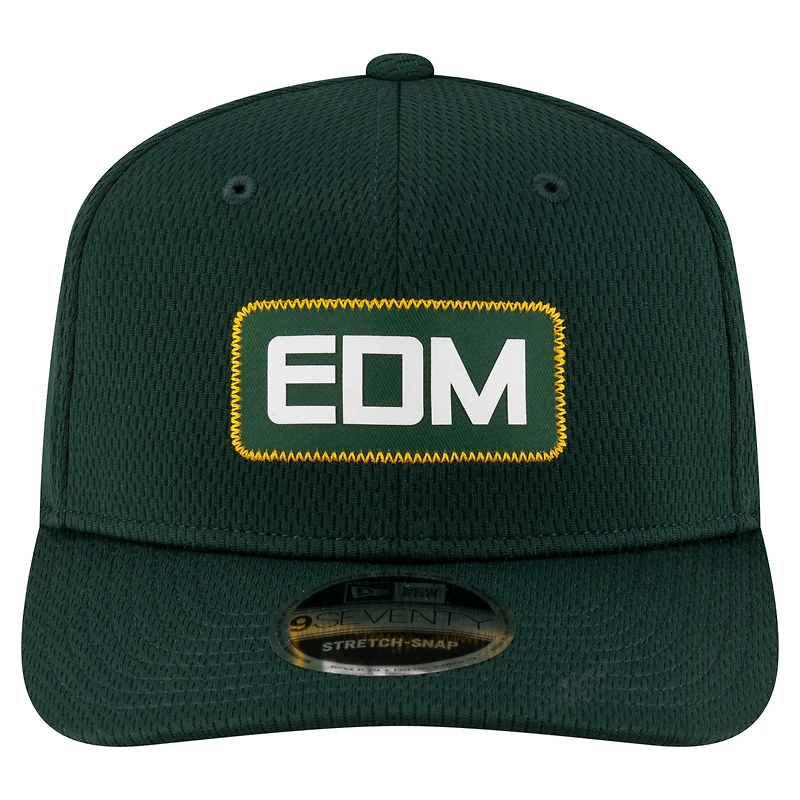 Casquette extensible à bouton-pression New Era 9SEVENTY Sideline vert foncé des Elks d'Edmonton pour homme